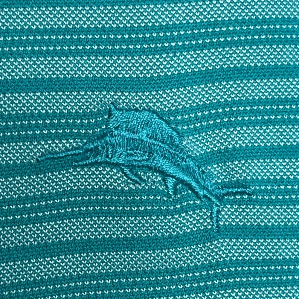 Tommy Bahama Striped Polo Shirt XL Pima Cotton Blue Green Golf‎ Sport